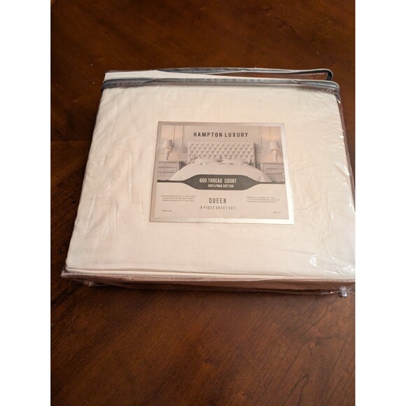 Hampton House Queen Sheet Set 4pcs Blue Pillow Cases100% Cotton Sateen 600 TC - Picture 5 of 7